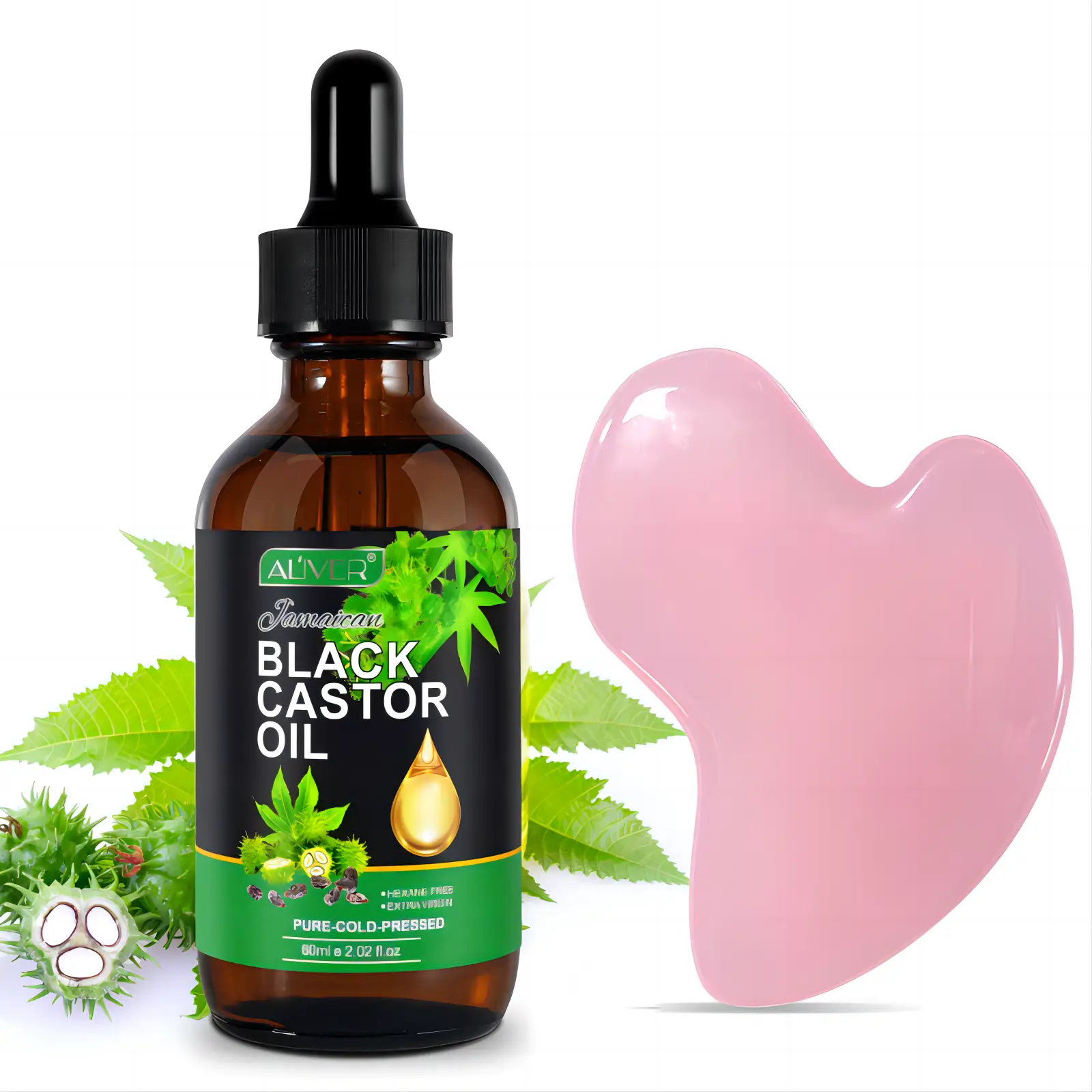 【Skincare Oil】Aliver Body Care Jamaican Black Castor Oil (60ml), with Gua Sha or Castor Oil Pack Set. Comfort Cosmetic Comfort Cosmetic