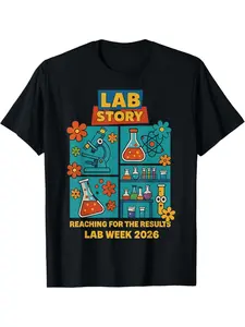 Lab Week 2026 Medical Laboratory Technician T-Shirt - 100% Cotton Round Neck Short Sleeve Casual Shirt with Lab-Themed Suitable for Lab Professionals, Year-Round Wear & Gift for MLT Week Celebration