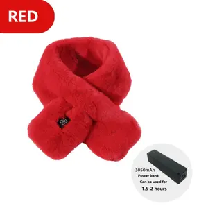 Cozy Rechargeable Heated Scarf with 3-Speed Temperature Control, Washable Plush Neck Warmer for Women - Includes 3050mAh Portable Power Bank, Gray/White/Red/Burgundy/Black Options, Perfect for Winter Outdoors, Winter Scarves That Go Around