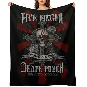 Five Finger Death Punch Soft Funny Throw Blanket Flannel Fleece - Cozy Fuzzy Plush Comfy All-Season Sofa Bedroom Dorm Couch Office Car Travel Home Bedding,Comfortable Movie Decor Blanket Men Women Boys Girls Halloween Birthday Fan GiftsD910-426