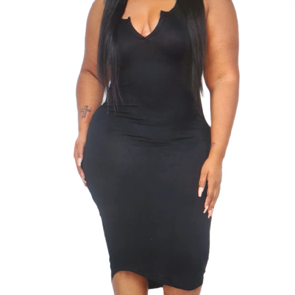 plus size split neck tank midi dress - TikTok Shop