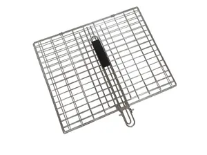 Lifespace Chrome Steel Large Live Fire Grill Basket with Folding Handle, Barbecue Utensils