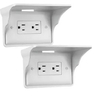 Wall Outlet Shelf Organizer for Home Wall with Cord Management, Easy Installation for Bathroom Kitchen Bedroom, White 2-Pack