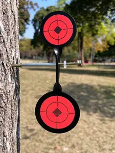 360 Degree Rotating Dual Head Round Medium Size Tree Target Wood Post Archery Bow Airgun Practice Target, Outdoor Shooting Training Equipment