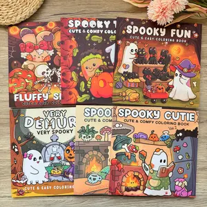 3/6-Pack Cute & Fun Adult Halloween Coloring Books Doodle Books - Thick High-Quality Paper, Cute Ghosts & Various Themes - Perfect Halloween Gift