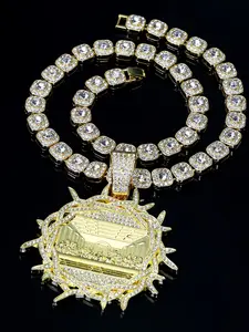 Iced Out Thorn Crown The Last Supper Theme Pendant Necklace | Gold-Plated Cuban Link Chain | Men's Hip Hop Streetwear Luxury Jewelry
