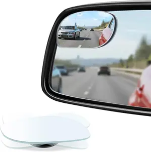 Blind Spot Mirror for Cars – HD Wide Angle Convex Side Mirror Add-On, Adjustable Stick-On Safety Mirrors (2 Pack)