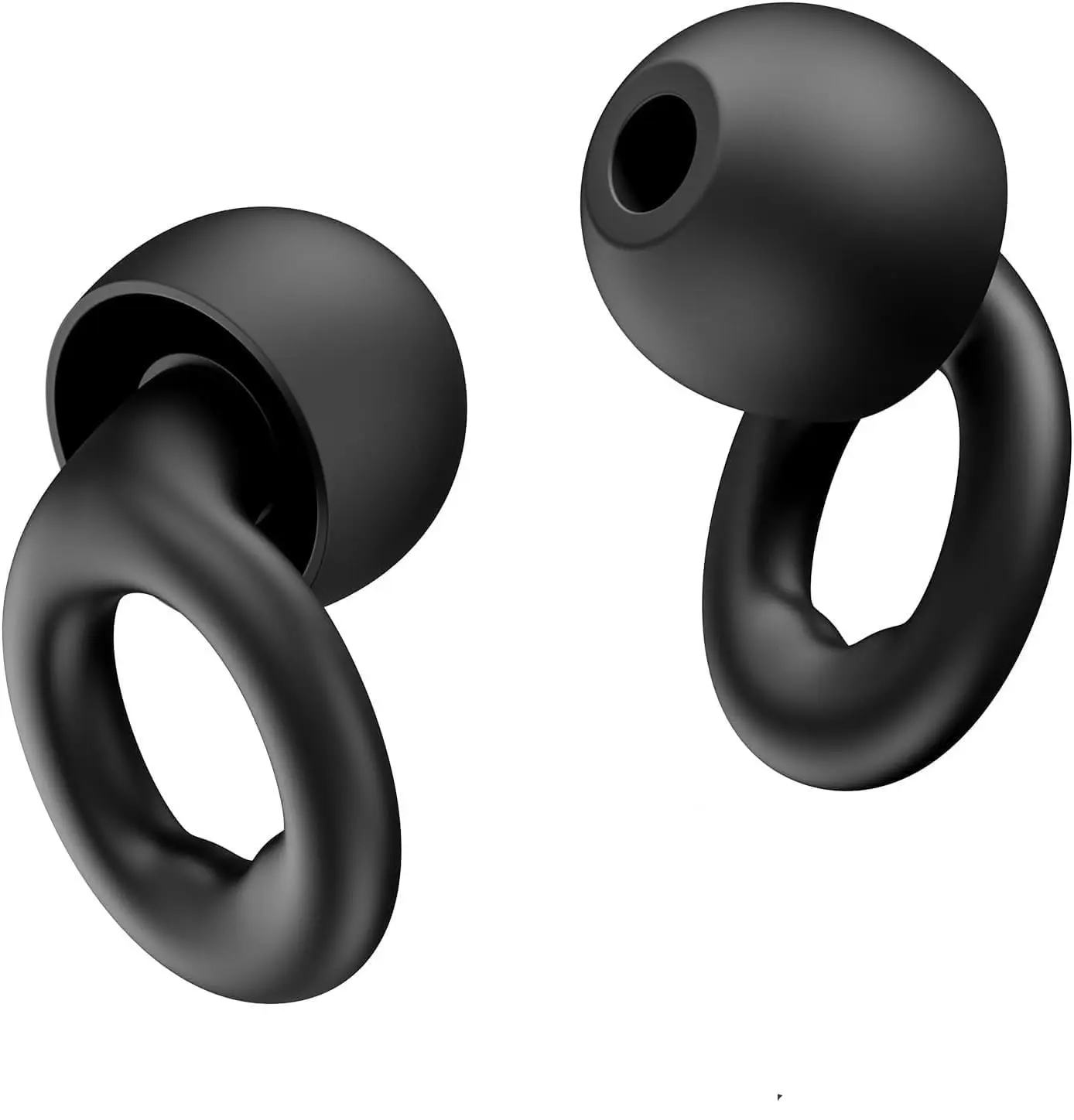 Reusable Silicone Hearing Protection Ear Plugs with Secure Loop Handle | Soft Noise Reducing Ear Plugs for Sleep Travel Study Work & Concerts | 8 Ear Tips in XS/S/M/L  Black