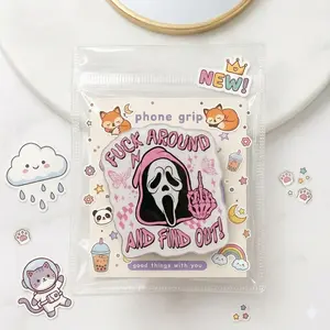 Funny Spooky Phone Grip Holder FAFO Sassy Horror Cute Pink Expanding Stand Aesthetic Halloween Phone Accessories Gift for Horror Fans Her