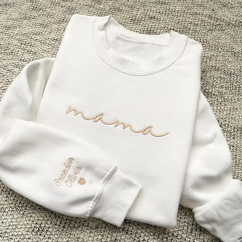 Mama Embroidered Crewneck Sweatshirt, New Mom Outfit, Pregnancy Reveal Clothing, Happy Mother's Day Gifts