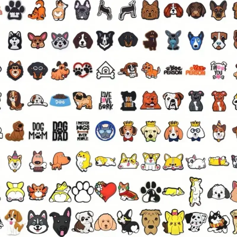 Super Cute Dogs Shoe Charms - Colorful Animal Charms for Footwear Decor, Fun and Adorable Dog Designs
