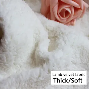 500g Autumn and Winter Warm Lamb Wool, Thick White Lamb Fleece Fabric DIY Sewing Clothing Textile materials
