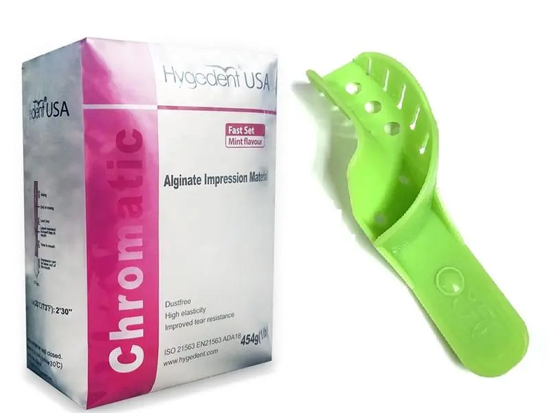 Fast Set Mold Mouth Impression Kit - 1lb Alginate + 12 Upper Left Lower Right Trays
