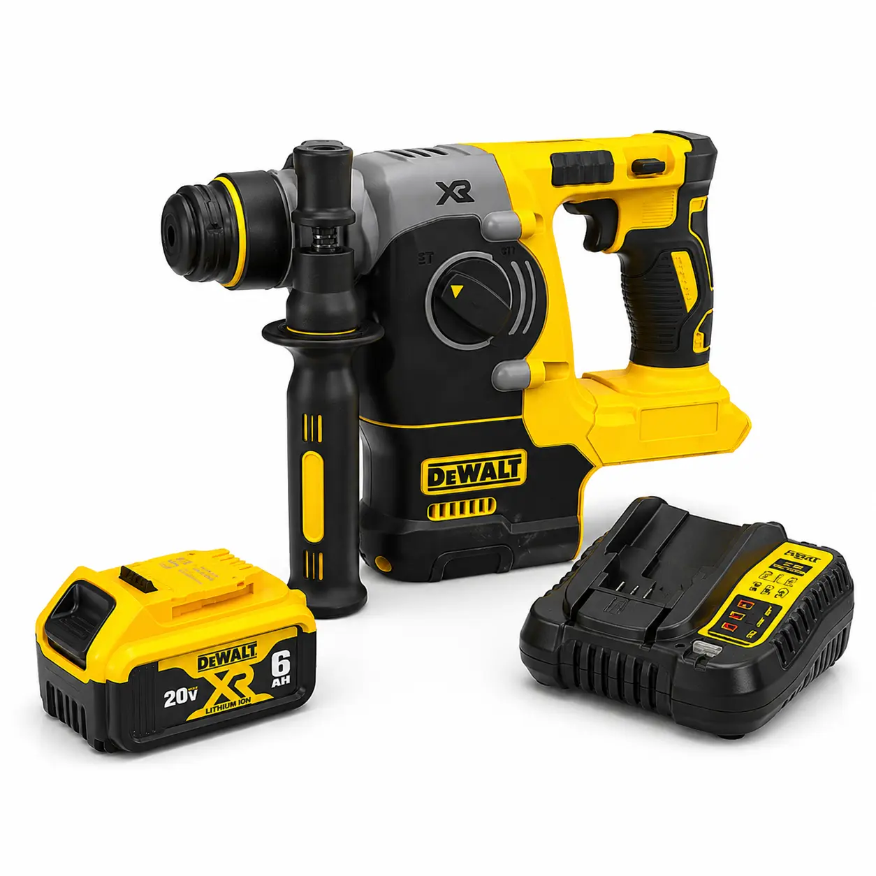 DEWALT 20V XR 273 Brushless Motor SDS-Plus Rotary Hammer Kit, 3-Mode Task Switch Cordless Power Tool with 20V XR Battery Cells, Charger, Cordless Freedom for Heavy-Duty Concrete Drilling, Chiseling (Batteries Included: Yes)