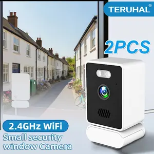 2-Pack 2mp Flexible Mount WiFi Window Security Camera, Wireless Surveillance Camera, App Controlled Camera, 15s Install, Real-Time View Via APP, Color Night Vision, Two-Way Talk, Compatible with Alexa