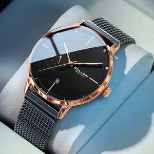 SOLLEN brand name watch — men’s automatic mechanical wristwatch with luminous display; stylish and trendy. Suitable as a birthday gift for boyfriend, husband, Valentine’s Day gift, Father’s Day gift, wedding anniversary gift (date 305).