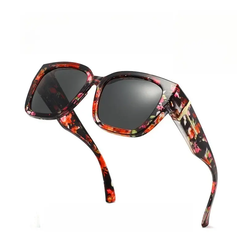 Red Floral Frame, Smoke Grey Lenses