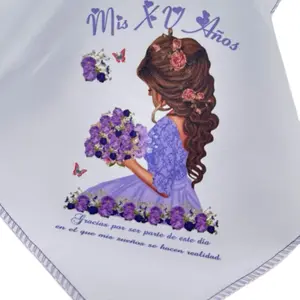 12pcs Quinceanera Napkins 10x10 Inches Polyester Tableware for Quinceanera Celebrations with Elegant Design and Message