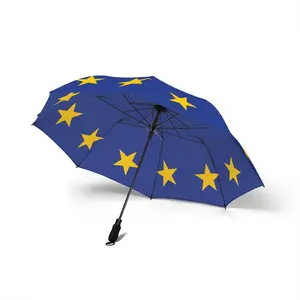 European Flag Blue & Gold Star Pattern Umbrella | Semi-Automatic