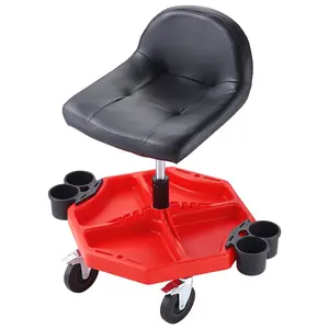 VEVOR Mechanics Swivel Seat,  300 LBS Rolling Garage Stool, 18” to 23” Adjustable Height Mobile Rolling Gear Seat, Round Tray Garage Pneumatic Stool, All-Terrain 5\" Casters with Two Brakes Mechanic Seat