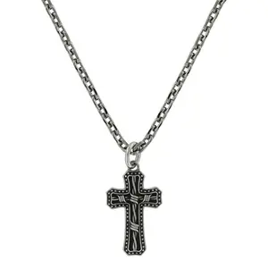 Montana Silversmiths Antiqued Stainless Barbed Wire Cross Necklace