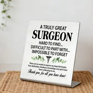 Surgeon Thank You Gift, Stainless Steel Desk Plaque for Doctor Appreciation, Medical Staff Gift for Surgeons, Physician Retirement Birthday Present