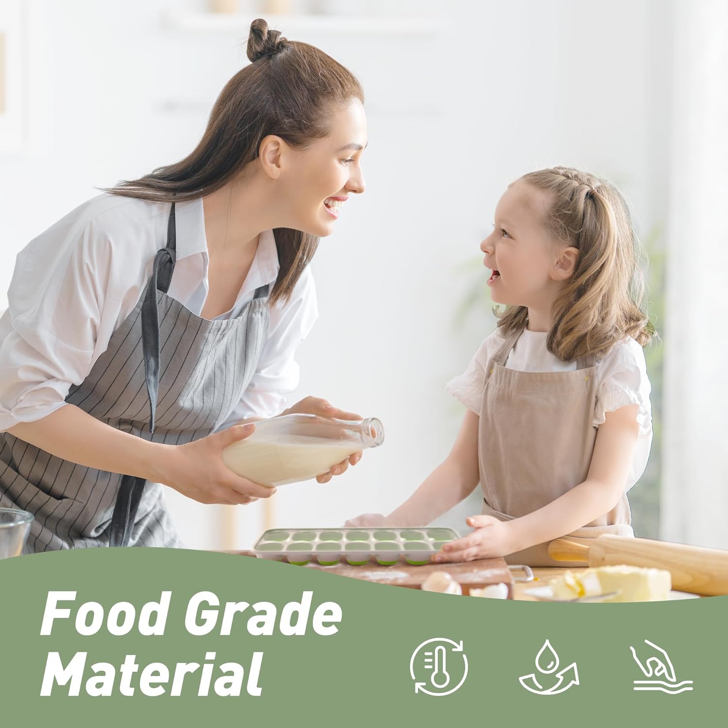 Ice Cube Tray with Lid, 4 Packs 56 Cubes Durable Stackable Ice Cube Trays for Freezer with Removable Lids, Easy-Release Plastic & Silicone Ice Tray for Cocktail, Coffee，blue and green