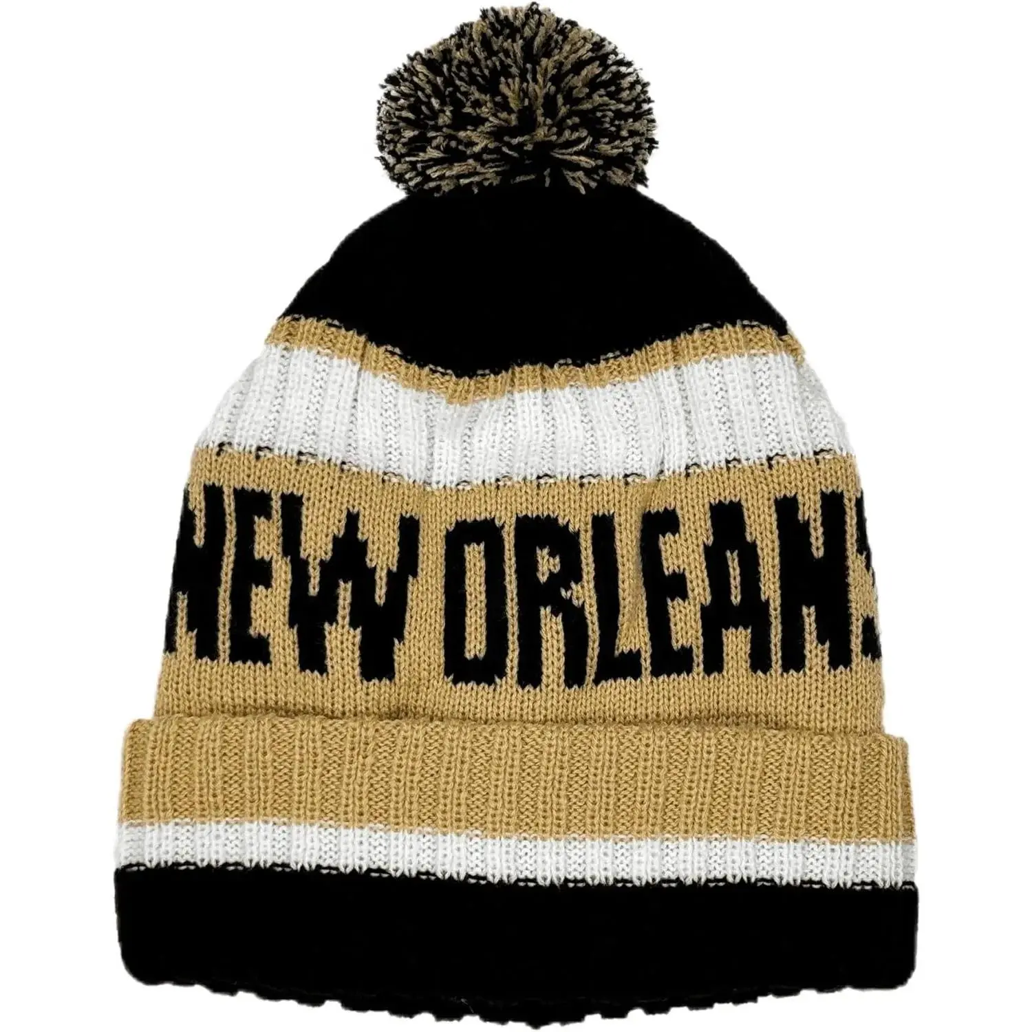 New Orleans Knit Beanie with Pom, Winter Cuffed Cap, Sports Fan Gift for Bodybuilding Enthusiasts, Fitness, Gym, School, Pom Top, Running, Heat Insulating, Outdoor