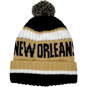 New Orleans Beanie Knit Hat with Pom Winter Cuffed Cap Sport Fans Gift Beaniebonnets