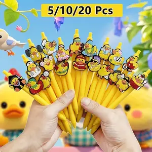 5/10/20pcs of Little Yellow Duck Ballpoint Pens Cute Big-Mouthed Duck Writing Pens Black Ink Ideal for School, Office, and Home Use Christmas or Birthday Gift for Students