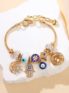 Multi-Layer Pendant Bracelet, Devil Eye & Fatima Hand Design, Boho Style Alloy Jewelry for All Seasons, Perfect Gift, Charm Bracelets