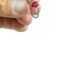 Anillo de Plata 925 Authentic and Original Red Stone Brilliant Ring Elegant Beautiful Jewelry Size 6