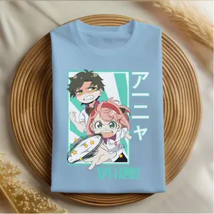 Anya Spy Family Tee Mens Gift Vintage Clothing Men Anime Merch Apparel Men Gifts Graphic Tees Mens Clothing JJK Tees Cotton Fabric