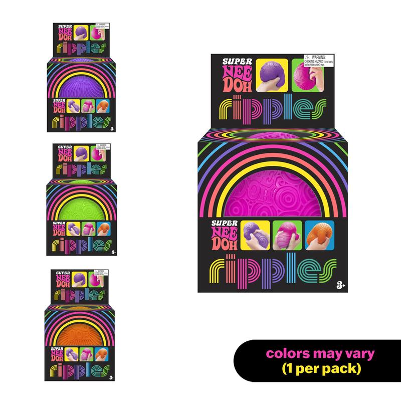 Schylling Super NeeDoh Ripples- Huge NeeHoh 4.5" in Diameter - Sensory Toy with Fun Dough Filling  - 1 Random Color - Ages 3 and Up - One piece shipped at random