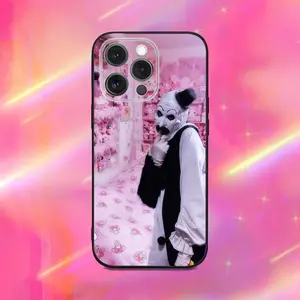 Horror Art the Clown Funny Phone Case For iPhone 17 Air 16 15 14 13 12 11 Pro Max Plus,Soft Silicone Black Case