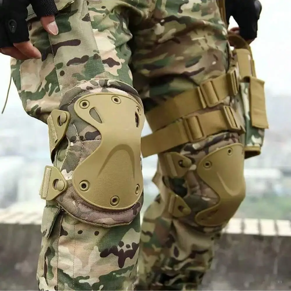 Tactical Knee and Elbow Protector Set, Outdoor Military Style, Crawling Training Gear, Cycling Protection Kit, 2pc-4pc, Crawling Knee Pads