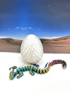 3D Printed Articulated Dragon, 10" Rainbow Reindeer Dragon, Fidget ADHD Sensory Dragon Toy, Magical Plastic Ornaments Decor