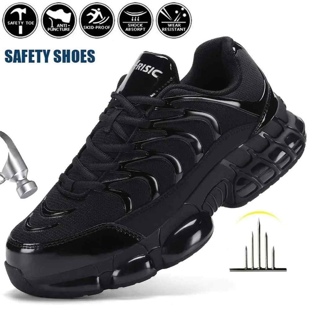2026 New Steel Toe Shoes for Men Women Safety Work Shoes Air Cushion Construction Industrial Shoes Safety Shoes Lightweight Steel Toe Sneakers for Men