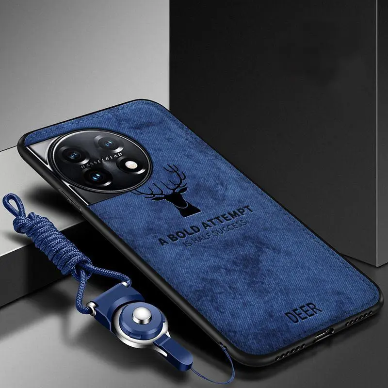 For OnePlus 12 Case Soft Silicone+Hard Fabric Deer Protective Back Cover Case For One Plus 12 11R oneplus11 1+12 Phone S