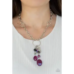 Paparazzi Lay Down Your CHARMS - Purple Charm Necklace