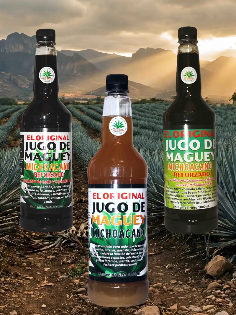 El Original Jugo de Maguey Michoacán - Agave Juice with 8 Plants for Digestive Health & Antioxidant Support