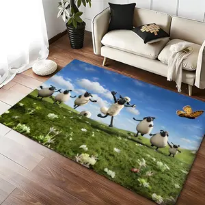 SShaun the sheep Floor Mat Luxury Velvet Doormat Water Absorbent Non-Slip Floor Mat, Soft Shaggy Carpet for Bathroom Kitchen Living Room Bedroom Entrance, Washable Anti-Skid Indoor Outdoor Rug Home Decor