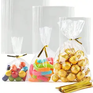 100 Premium Clear Plastic Bags, Transparent Flat Pouches for Baking Bread Toast Candy Tie, High-Quality Packaging Solution