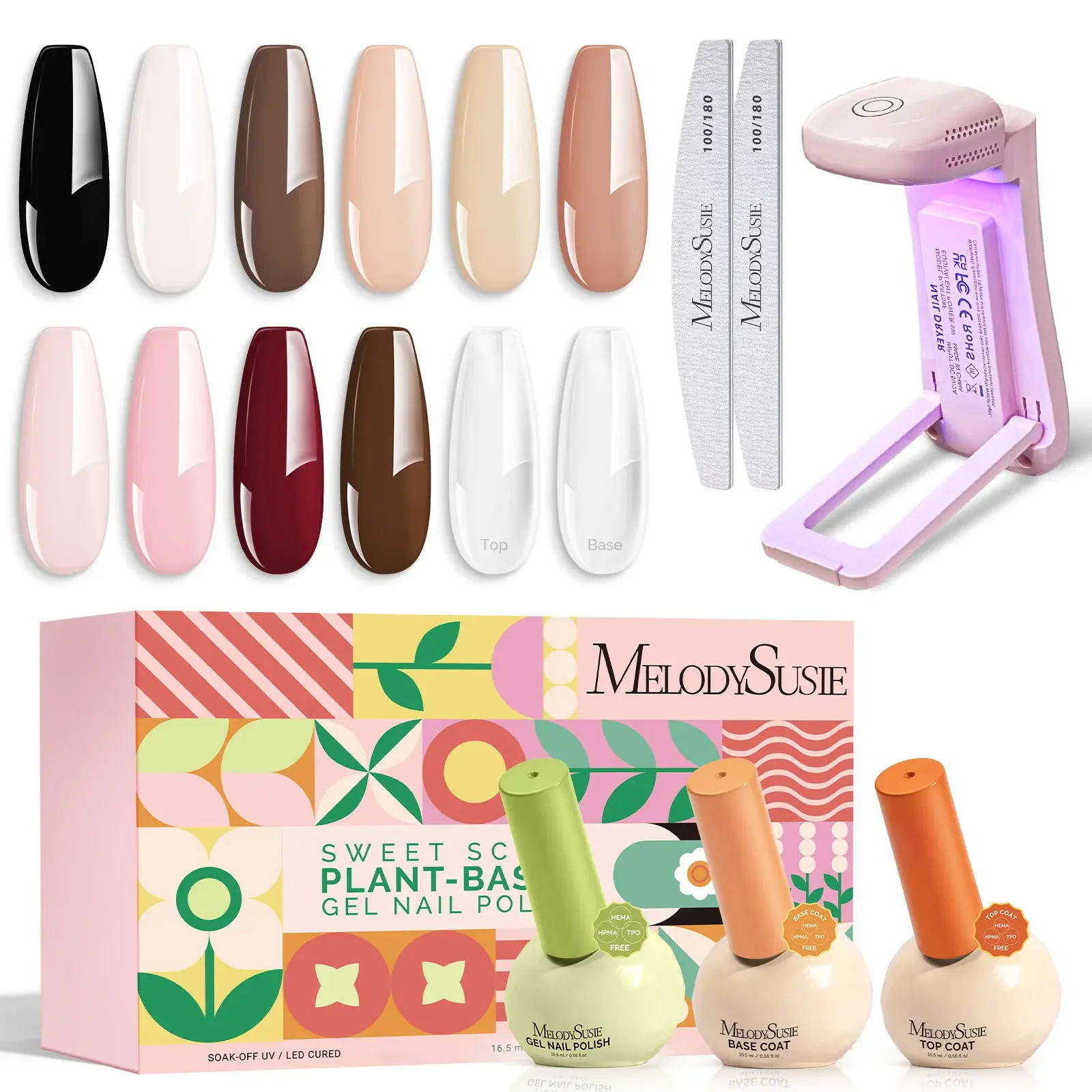 Classic Nude 12Pcs Set with Nail Lamp