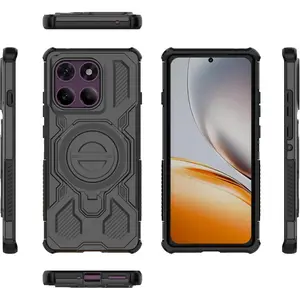 Case for Motorola Moto Edge 60/Edge 60 Fusion, Airplane Armor Heavy Duty Protector Case Shockproof Bumper Silicone Shell with Magnetic Adsorption Folding Kickstand