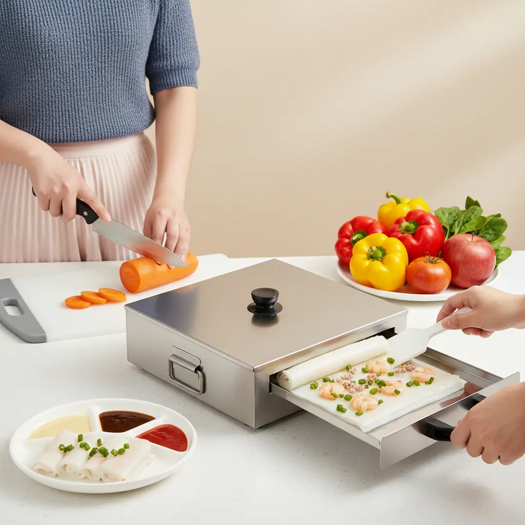 304 Stainless Steel 2-Drawer Rice Roll Steamer Pot, Cookware for Gas or Induction Stoves, Ideal for Dumpling and Bun Cooking