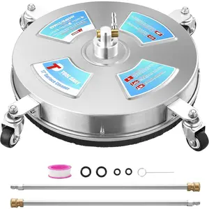 Tool Daily 17" Surface Cleaner for Pressure Washer, Stainless Steel Driveway Power Washer Attachment with 4 Wheels, 2 Extension Wands, 4000 PSI