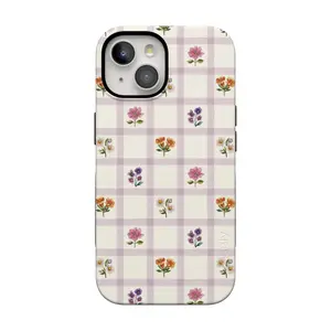 Casely iPhone 14 Case | Meadow Check | Floral Gingham | Bold Protective Design | Compatible with MagSafe