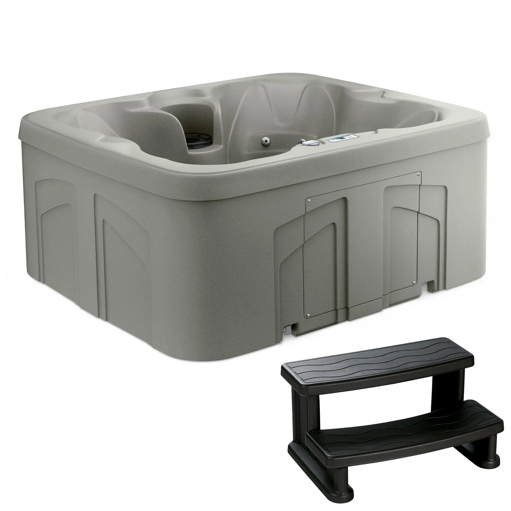 LifeSmart 4 Person Inflatable Hot Tub Spa, Side Step for Square & Round Hot Tubs