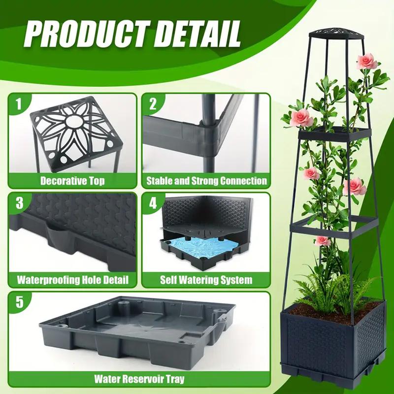 2pack 3 Tiered Tomato Planter with Trellis- 45"Raised Garden Bed Planter Box, Tomato Cage& Planter for Small Climbing Vegetables, ldealfor Patio, Indoor & Outdoor Gardening